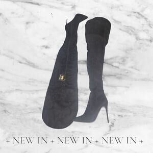 Beautiful Faux Suede Above Knee Stiletto Boots